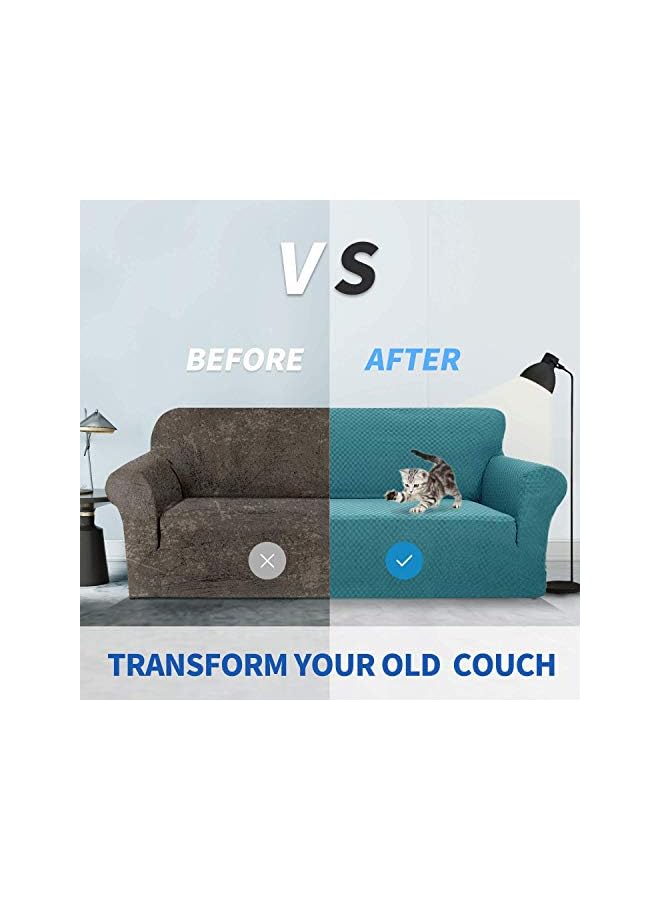 The Bros Newest Jacquard Extra Large Sofa Covers for 3 or 4 Seater, Super Stretch Non Slip Couch Cover for Dogs Pet Friendly Sofa Slipcover Furniture Protector (1 Seater,Peacock Blue) - Image 4