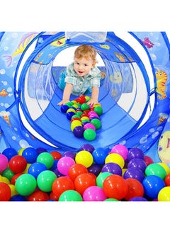 BabyGo BabyGo 3 -In-1 Ocean Ball Pool Tunnel For Kids 1-5 Years Girls Boys Toddlers Ball Pit Foldable Tent House For Kids Activity Indoor-Outdoor Toys ( Balls Not Included) - Blue  - Image 2