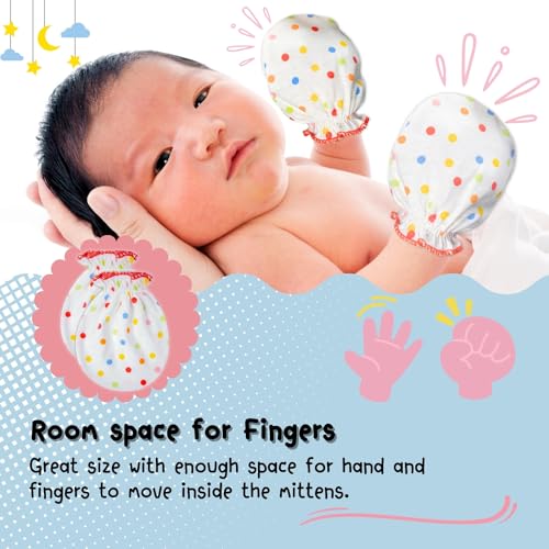 RATIVE Newborn Baby Cotton Gloves Sleep Sleeping No Scratch Mitten Mittens Mitts Set for 0-3 0-6 Months Boy Boys Girl Girls (6white+6pink) - Image 4