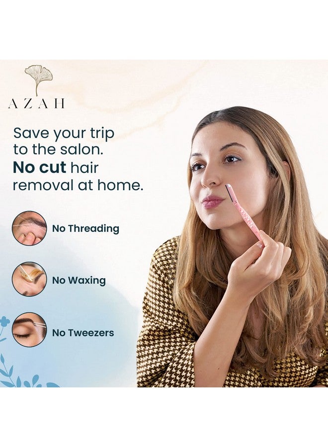 AZAH Facial Hair Removal For Women | Face Razor Women Facial Hair | Facial Face & Eyebrow Razor For Women | Painless Hair Removal For Soft Hair | Shape Eyebrows Upper Lips & Chin | Pack Of 3 - Image 3