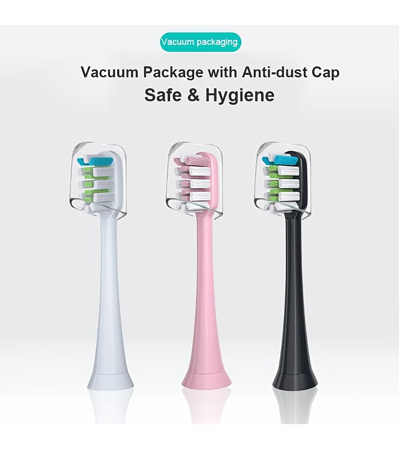6 Replacement Toothbrush Heads For Sonic Electric Toothbrush White DuPont Soft Bristle Vacuum Compatible Nozzles - Image 1