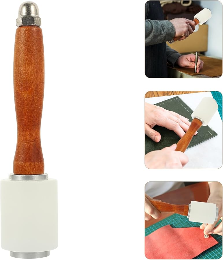 Leather Carving Hammer with Wooden Handle and Nylon Head for DIY Crafting - Image 3