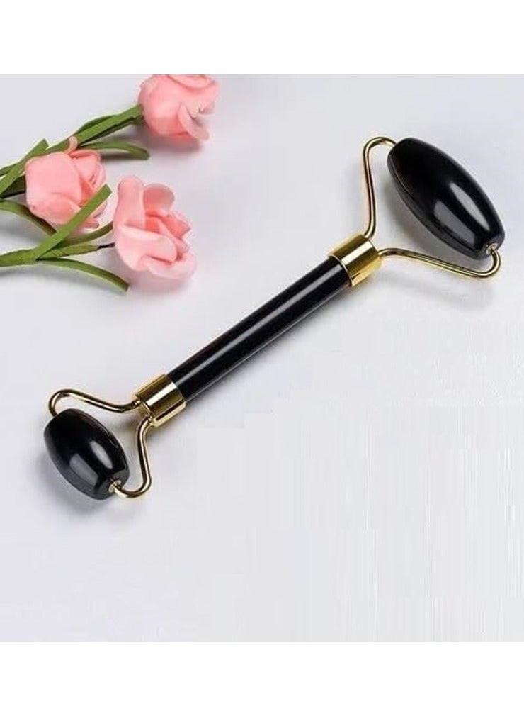 Rubik Black Obsidian Jade Roller Facial Face, Two-Sided Face Neck Massager Stone Beauty Tool - Reduce Wrinkles Aging Original Natural Jade Stone Black - Image 4