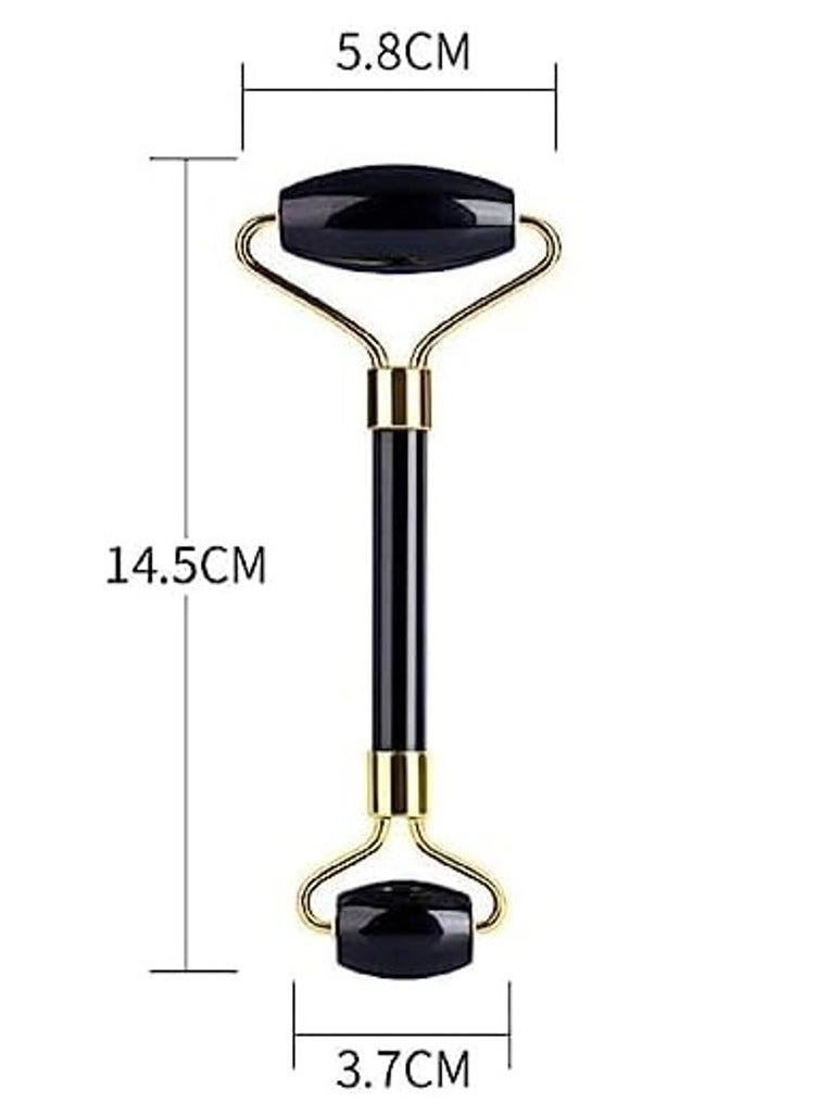 Rubik Black Obsidian Jade Roller Facial Face, Two-Sided Face Neck Massager Stone Beauty Tool - Reduce Wrinkles Aging Original Natural Jade Stone Black - Image 5