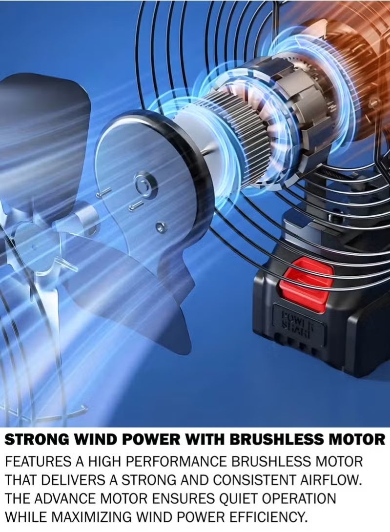 BlueFire Rechargeable 8-Inch Portable Outdoor Camping Fan – Wireless Battery-Operated Fan with 2 Speeds, Ultra-Quiet & Lightweight, 180° Adjustable Tilt, Long-Lasting 7-Day Battery Life, USB Rechargeable – Perfect for Camping, Hiking, Beach, Picnics & Outdoor Adventures - Image 2