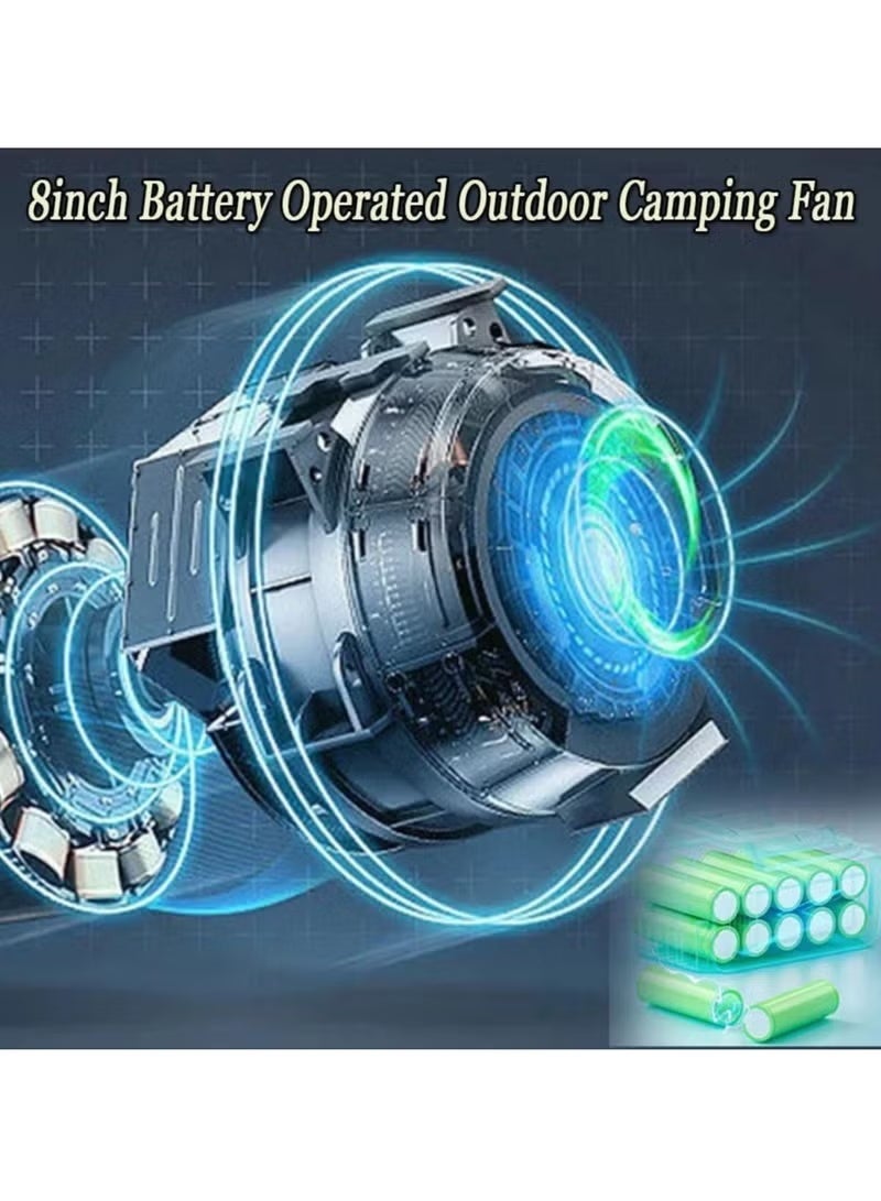BlueFire Rechargeable 8-Inch Portable Outdoor Camping Fan – Wireless Battery-Operated Fan with 2 Speeds, Ultra-Quiet & Lightweight, 180° Adjustable Tilt, Long-Lasting 7-Day Battery Life, USB Rechargeable – Perfect for Camping, Hiking, Beach, Picnics & Outdoor Adventures - Image 5