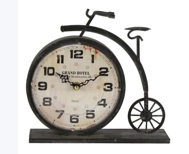 Equater Charming Bicycle Shape Analog Time Clock Extra Loud Alarm Clock Ideal for Student and Kids Bedroom Analog Display Table Alarm Clock Rustic Black Dcor
