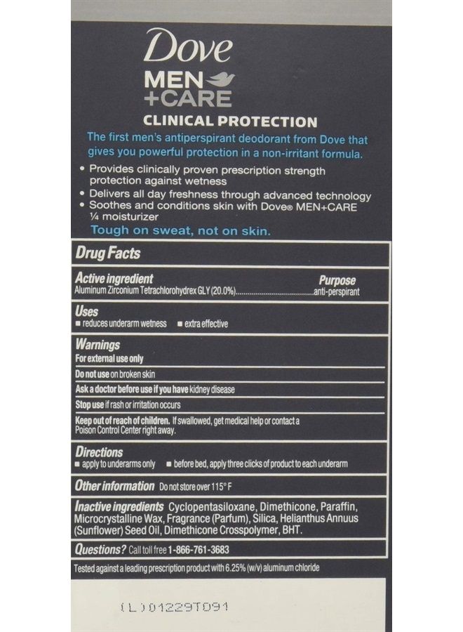 Dove Men + Care Clinical Protection Antiperspirant Deodorant Solid Clean Comfort 1.70 oz (Pack of 4) - Image 2