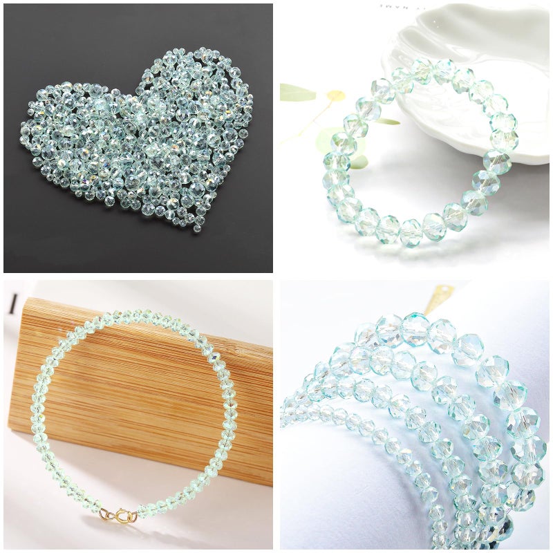 Laopottbeads 800Pcs 4/6/8/10mm Crystal Glass Beads for Jewelry Making Beads for Bracelets Necklace Pendants Making Supplies(Light Blue Green) - Image 5