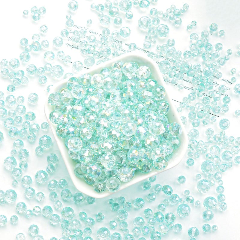 Laopottbeads 800Pcs 4/6/8/10mm Crystal Glass Beads for Jewelry Making Beads for Bracelets Necklace Pendants Making Supplies(Light Blue Green) - Image 3