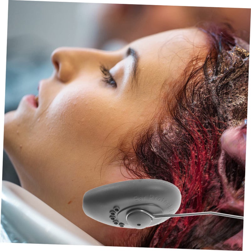 Silicone Hair Dye Earmuffs with Steel Rings Non Slip Ear Covers for Salon Home Use Black - Image 4