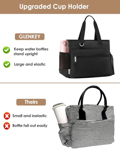 GLENKEY Insulated Lunch Box Lunch Bag Tote - Large Leakproof Cooler Bags for Women - Soft Lunchbox for Adults Work Shift Picnic Travel Black 10L - Image 4