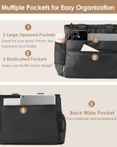 GLENKEY Insulated Lunch Box Lunch Bag Tote - Large Leakproof Cooler Bags for Women - Soft Lunchbox for Adults Work Shift Picnic Travel Black 10L - Image 3