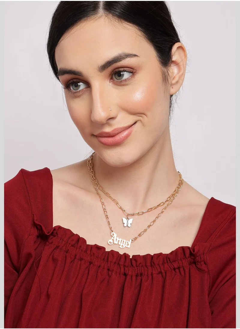 SOHI Pack of 2 Gold Plated Designer Chain