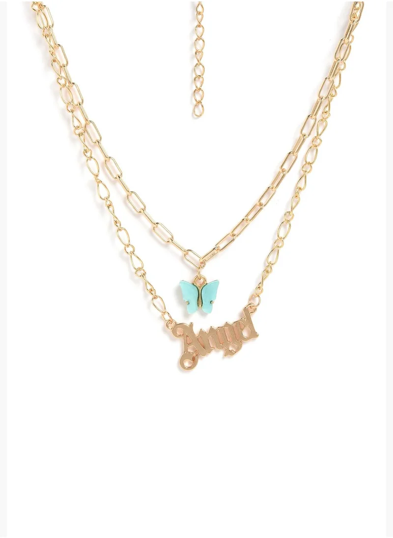 SOHI Pack of 2 Gold Plated Designer Chain