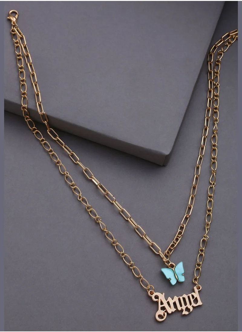 SOHI Pack of 2 Gold Plated Designer Chain