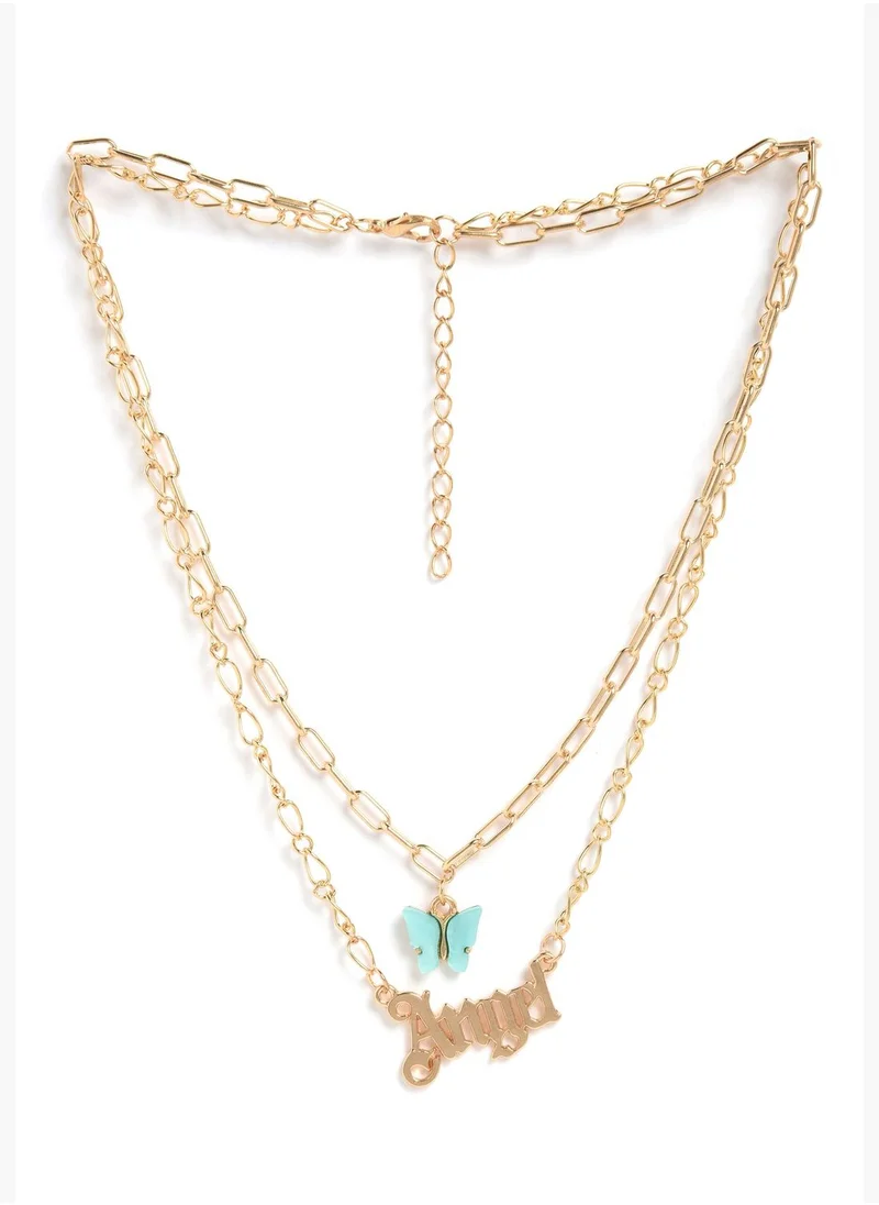 SOHI Pack of 2 Gold Plated Designer Chain