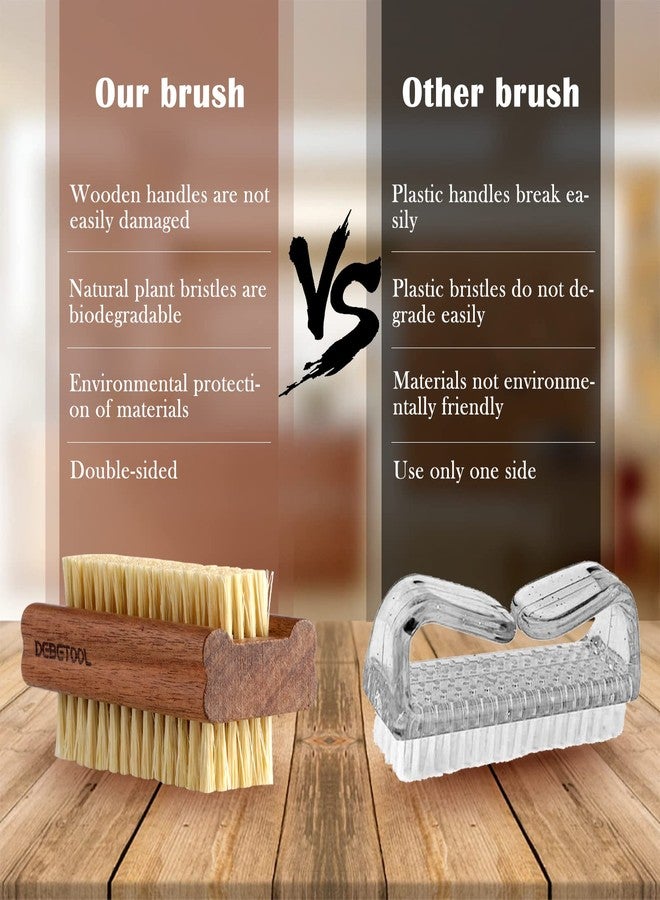 DEBETOOL Acacia Wood Nail Brush, 2 Pack Wooden Nail Scrub Brush for Fingernail cleaning,Natural Fingernail Brush to Clean Under Nails - Image 4