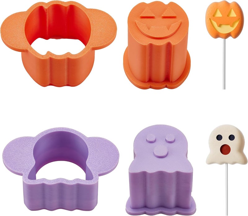 AENTGIU Halloween Cake Pop Molds - Cookie Cutters Set, Pumpkin & Ghost Cake Pop Cutter and Pusher, Chocolate Mold Press for Party Treats, Cake Pop Kit Baking Molds for Desserts - Image 1