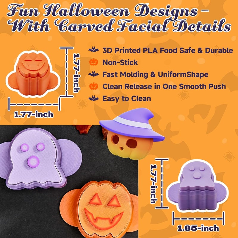 AENTGIU Halloween Cake Pop Molds - Cookie Cutters Set, Pumpkin & Ghost Cake Pop Cutter and Pusher, Chocolate Mold Press for Party Treats, Cake Pop Kit Baking Molds for Desserts - Image 2
