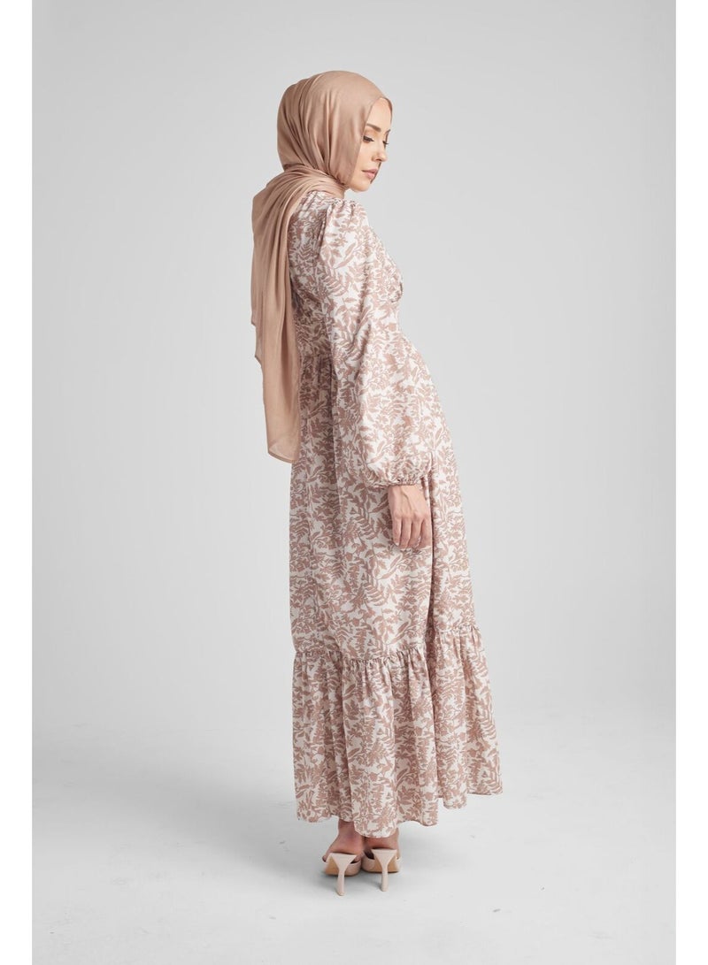 حجاب هاوس فستان الأزرار بنقوش نباتية - Image 4