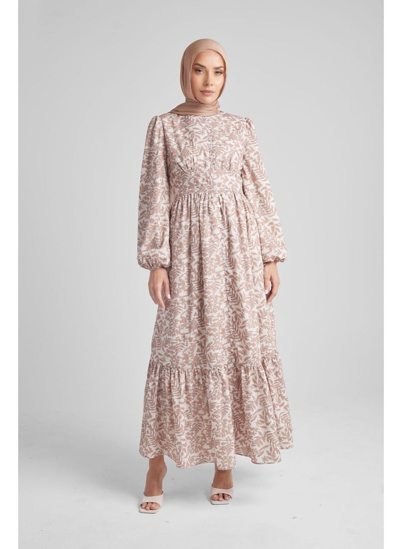 حجاب هاوس فستان الأزرار بنقوش نباتية - Image 2