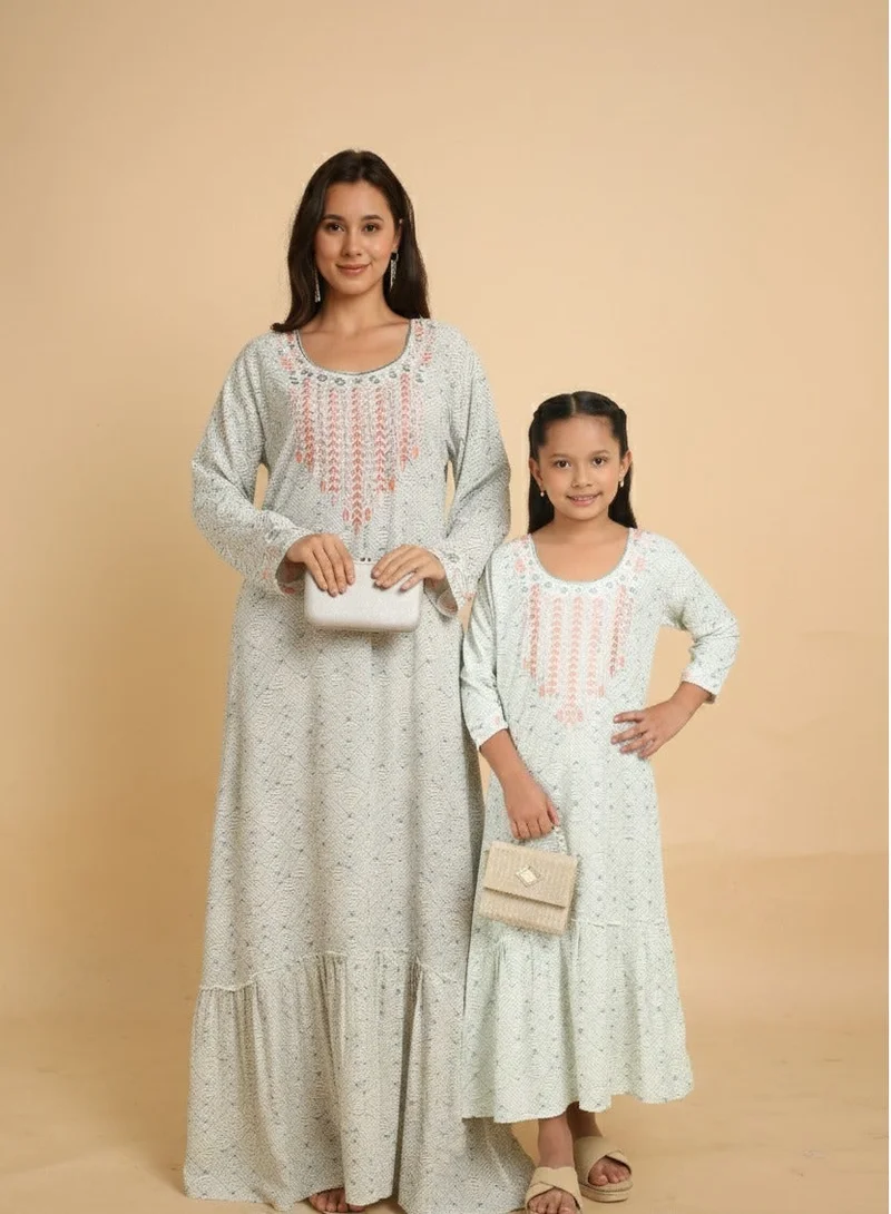 HANA & SARA Trendy Luxe Printed Arabic Jalabiya Dress For Girls