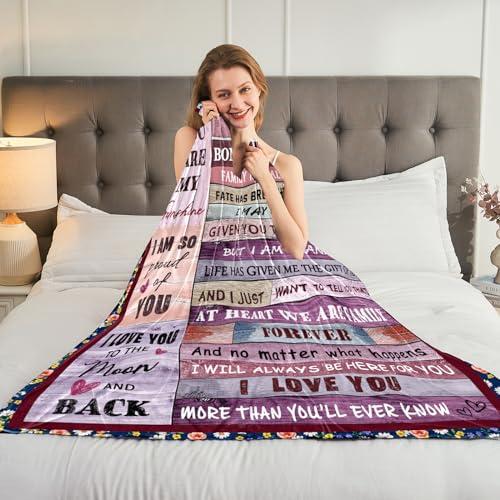 AJIIUSV Bonus Daughter Gifts Blanket, Step Daughter Birthday Gifts from Stepmom Stepdad, Mothers Day for Stepdaughter Throw Blankets 50" x 60" - Image 4