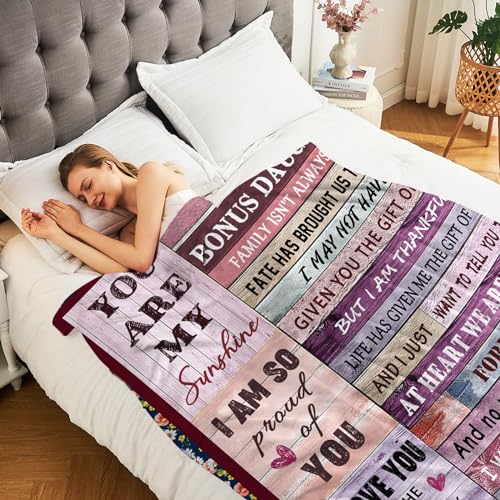 AJIIUSV Bonus Daughter Gifts Blanket, Step Daughter Birthday Gifts from Stepmom Stepdad, Mothers Day for Stepdaughter Throw Blankets 50" x 60" - Image 5
