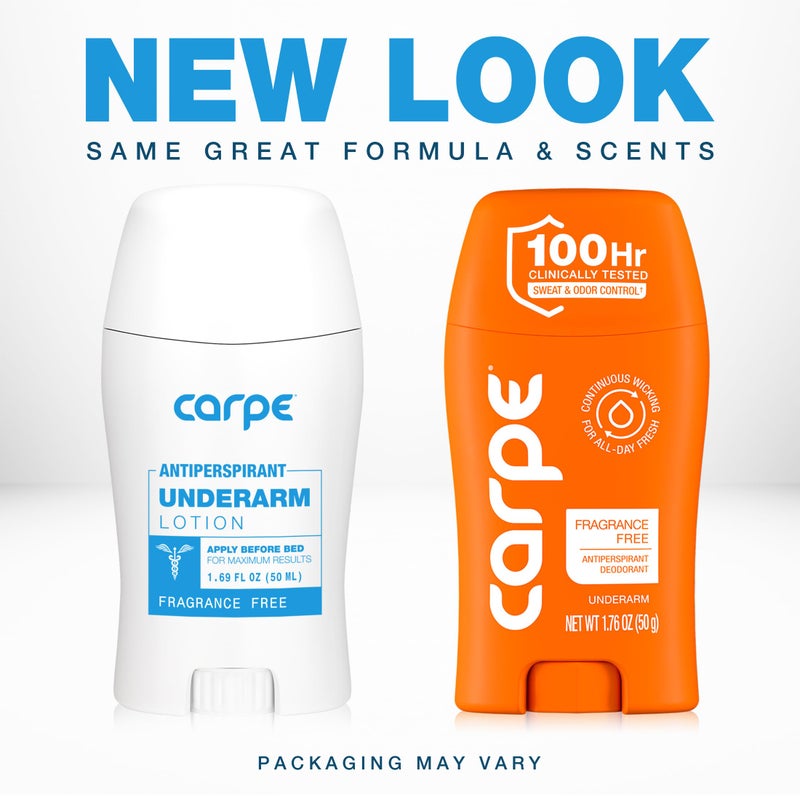 Carpe Underarm Antiperspirant Deodorant for Men and Women - 100 Hour Sweat & Odor Control - Antiperspirant Deodorant for Sensitive Skin - Fragrance Free - Image 2