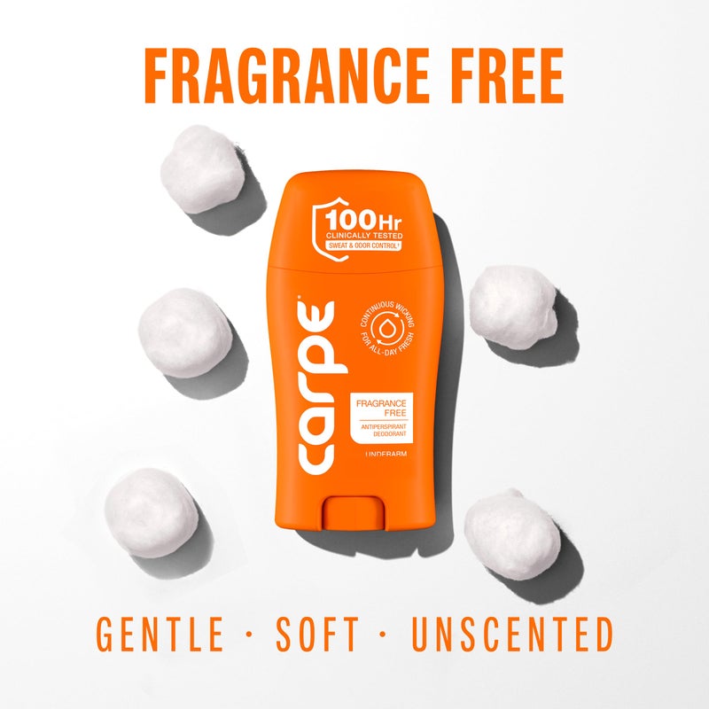 Carpe Underarm Antiperspirant Deodorant for Men and Women - 100 Hour Sweat & Odor Control - Antiperspirant Deodorant for Sensitive Skin - Fragrance Free - Image 3