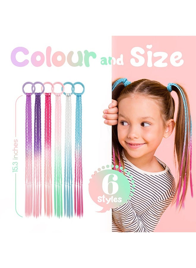 Hair Accessories for Girls, Colored Hair Extensions for Kids, Hair Stuff for Girls, Crazy Hair Day Accessories, 6 Pieces - Image 2