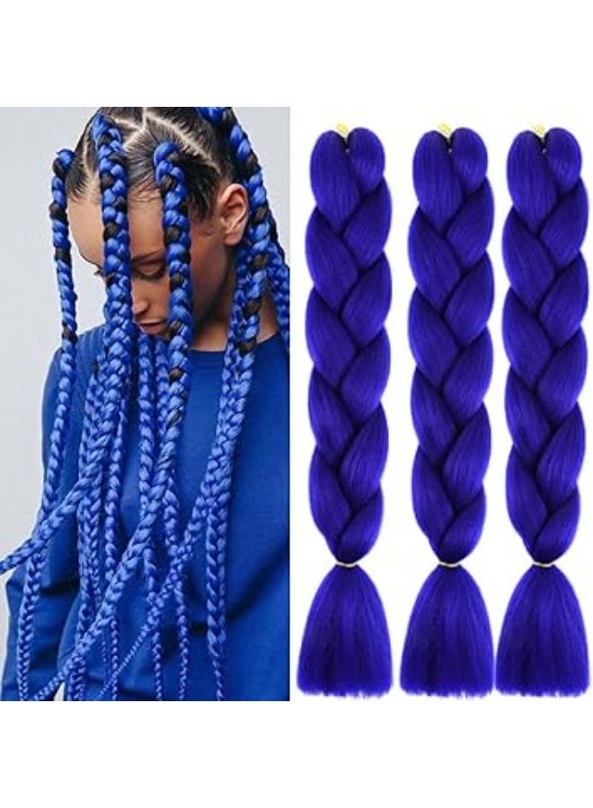 Royal Blue Kanekalon Braiding Hair Extensions for Box Braids & Afro Styles - 60cm Long - Professional Synthetic Hair - Image 1