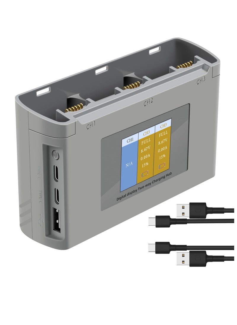 Excefore - LCD Two-Way Battery Charger Hub for DJI Mini 2,Mini 2 SE,Mini SE Drone,Charging 3 Batteries in Sequence Charge Accessories - Image 1