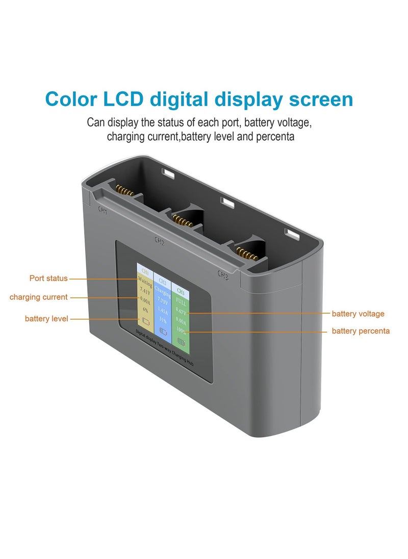 Excefore - LCD Two-Way Battery Charger Hub for DJI Mini 2,Mini 2 SE,Mini SE Drone,Charging 3 Batteries in Sequence Charge Accessories - Image 1
