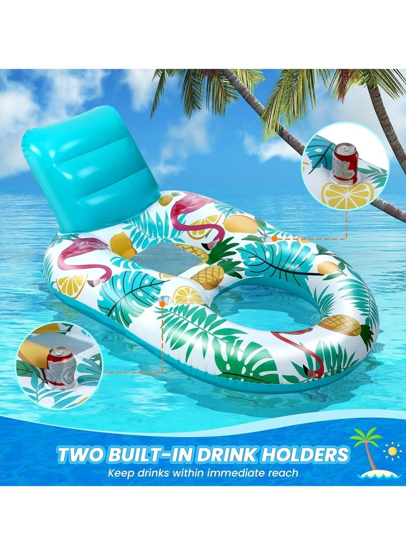 VUCATIN Pool Float with backrest and 2 Cup Holders Pool Floaties Large Floating Chair Water Floaties for Adults Inflatable Lounger Pool Floats Raft for Beach Swimming Pool Party and Water Entertainment - Image 2
