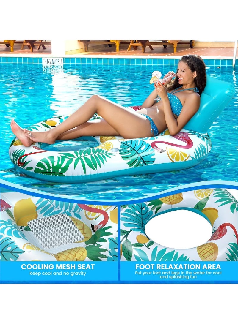VUCATIN Pool Float with backrest and 2 Cup Holders Pool Floaties Large Floating Chair Water Floaties for Adults Inflatable Lounger Pool Floats Raft for Beach Swimming Pool Party and Water Entertainment - Image 3