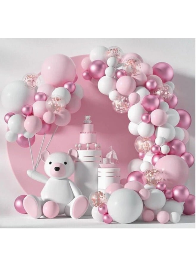Zeemey 107-pcs Pink White Latex Decorative Balloon Arch Garland Set - Perfect for Graduation Baby Shower Wedding Birthday Bachelorette Party Backdrop Decoration - Suitable for Indoor and Outdoor - Image 1