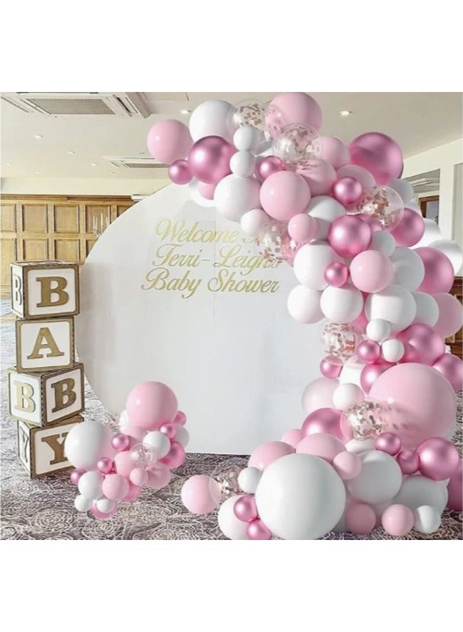Zeemey 107-pcs Pink White Latex Decorative Balloon Arch Garland Set - Perfect for Graduation Baby Shower Wedding Birthday Bachelorette Party Backdrop Decoration - Suitable for Indoor and Outdoor - Image 2