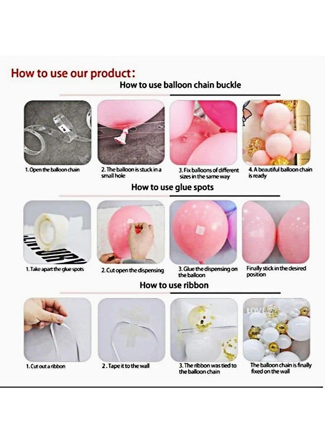 Zeemey 107-pcs Pink White Latex Decorative Balloon Arch Garland Set - Perfect for Graduation Baby Shower Wedding Birthday Bachelorette Party Backdrop Decoration - Suitable for Indoor and Outdoor - Image 5