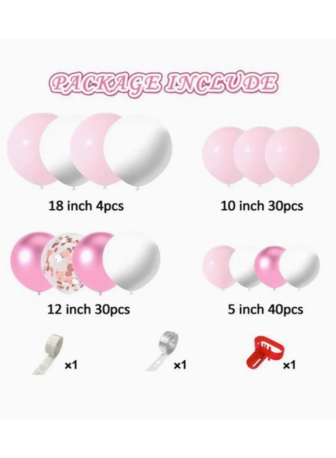 Zeemey 107-pcs Pink White Latex Decorative Balloon Arch Garland Set - Perfect for Graduation Baby Shower Wedding Birthday Bachelorette Party Backdrop Decoration - Suitable for Indoor and Outdoor - Image 4