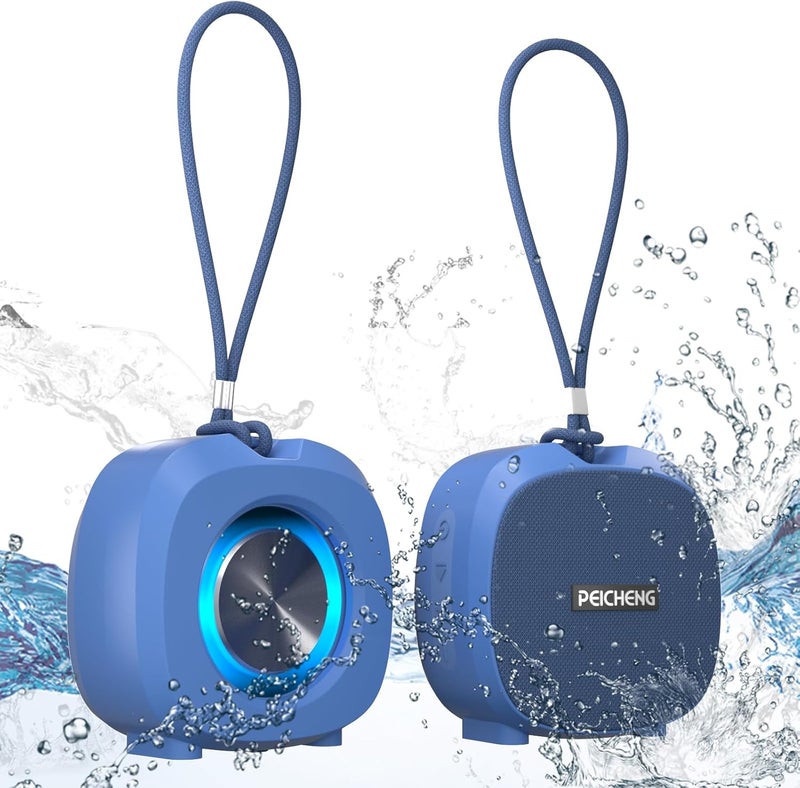 PEICHENG Speaker, Small Portable Bluetooth Wireless IPX5 Waterproof Shower Speaker,Loud Stereo Sound Deep Bass,Dual Pairing, RGB Lights,Long Playtime for Outdoor Party, Great Gift,1PC (Blue) - Image 1