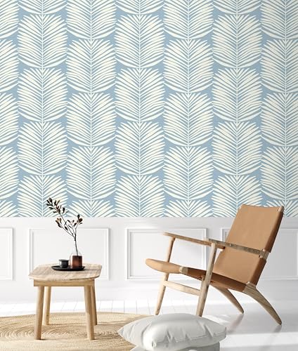 Kitico Peel and Stick Wallpaper Blue Wall Paper Boho Self Adhesive Removable Wallpaper for Bedroom Bathroom Leaf Contact Paper for Cabinets and Drawers Coastal Wallpaper 16.1''x78.7'' - Image 4