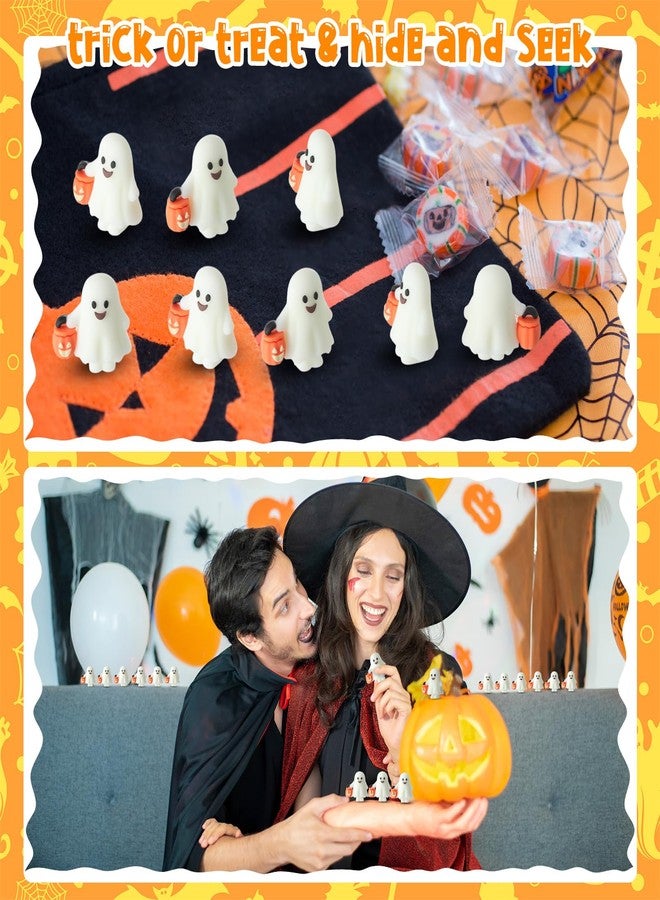 Simgoing 60 Pcs Halloween Mini Ghosts Figures Luminous Little Ghost Figures Glow in Dark Mini Statues Figurines to Hide and Seek Trick or Treat Gifts for Halloween Party Favors Dollhouse Toys - Image 5
