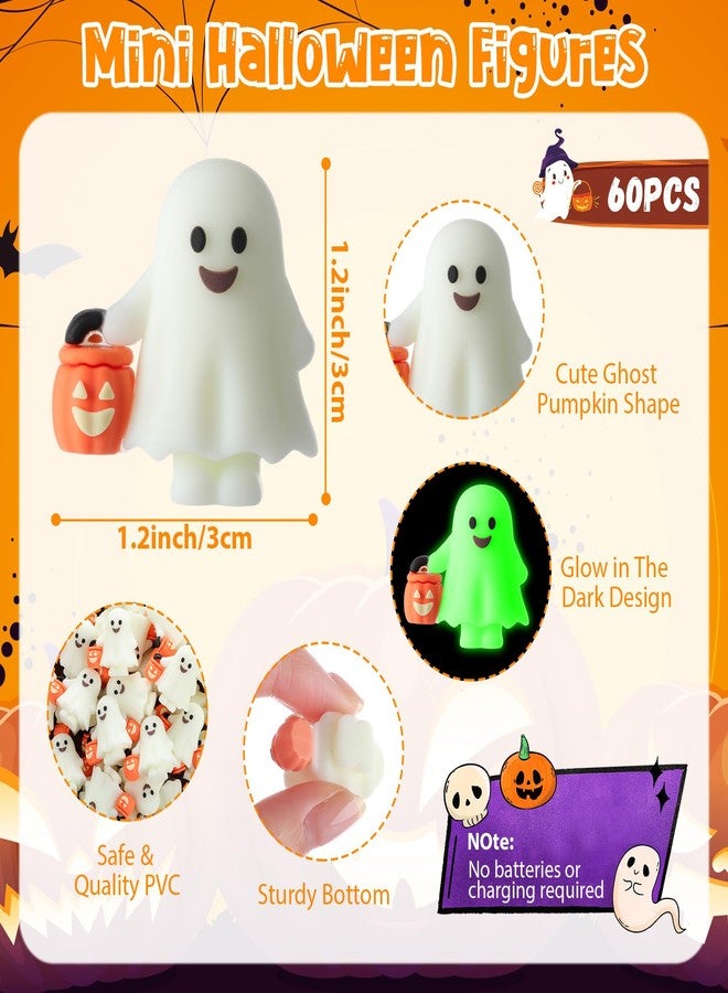Simgoing 60 Pcs Halloween Mini Ghosts Figures Luminous Little Ghost Figures Glow in Dark Mini Statues Figurines to Hide and Seek Trick or Treat Gifts for Halloween Party Favors Dollhouse Toys - Image 2