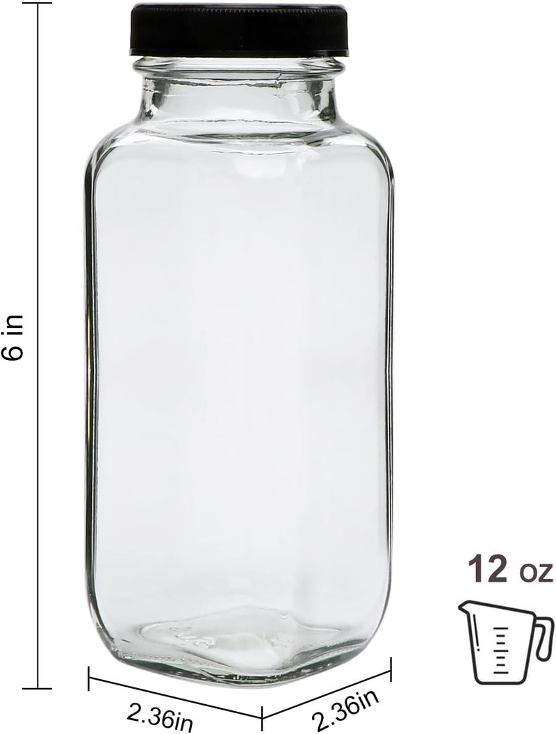 Accguan 12oz Glass Bottles,Leak-Proof Vintage Water Bottles for Juicing,Hot Sauce,Kombucha,Ginger Jar,Potion,Oil,Milk Bottles,Whiskey,Portable Travel Bottle,Smoothies Bottles(12pack) - Image 2