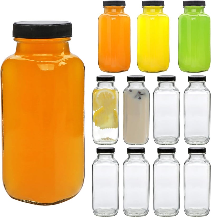 Accguan 12oz Glass Bottles,Leak-Proof Vintage Water Bottles for Juicing,Hot Sauce,Kombucha,Ginger Jar,Potion,Oil,Milk Bottles,Whiskey,Portable Travel Bottle,Smoothies Bottles(12pack) - Image 1