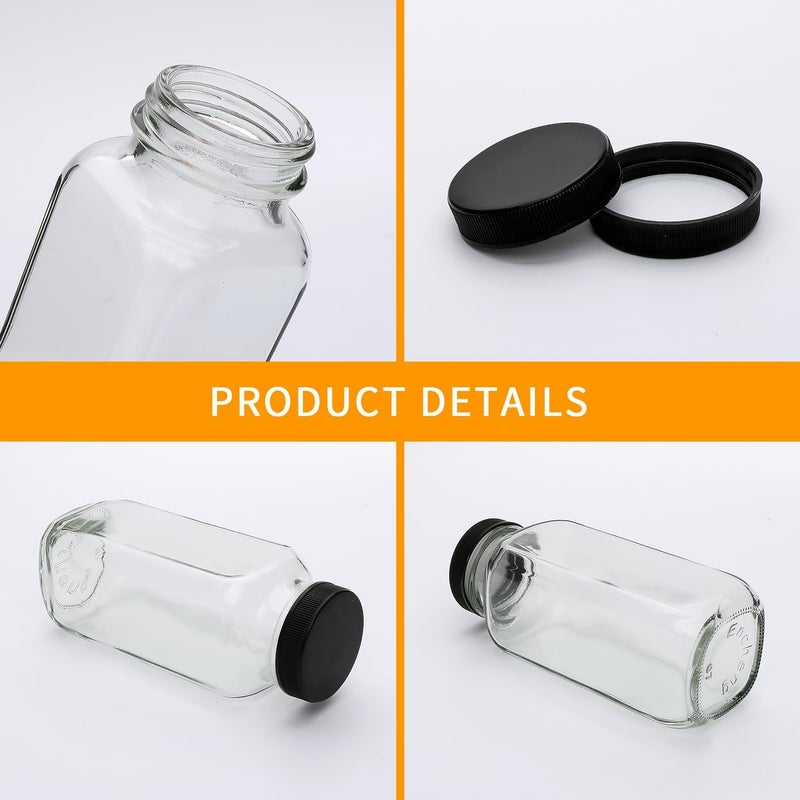 Accguan 12oz Glass Bottles,Leak-Proof Vintage Water Bottles for Juicing,Hot Sauce,Kombucha,Ginger Jar,Potion,Oil,Milk Bottles,Whiskey,Portable Travel Bottle,Smoothies Bottles(12pack) - Image 3