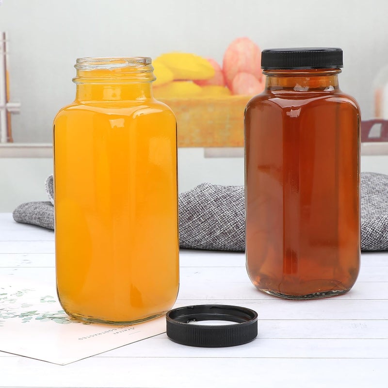 Accguan 12oz Glass Bottles,Leak-Proof Vintage Water Bottles for Juicing,Hot Sauce,Kombucha,Ginger Jar,Potion,Oil,Milk Bottles,Whiskey,Portable Travel Bottle,Smoothies Bottles(12pack) - Image 4