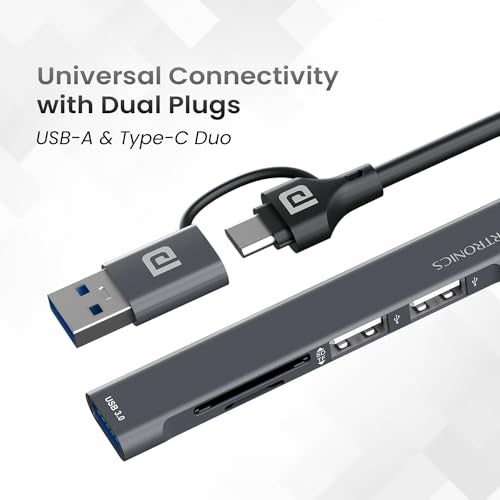 Portronics Mport 31 Plus USB 3.0 Hub Dock (5-in-1) with USB & Type-C Dual Plugs, upto 5 Gbps High Speed, USB 3.0, 2-Port USB 2.0 & SD/microSD Card Reader for Laptop, PC, Mac, Smartphone, Tablet (Grey) - Image 3